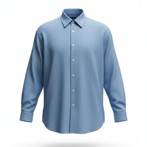 Pronto Uomo Mens Dress Shirt Non-Iron 100% Cotton Blue Business 17.5 32/33
